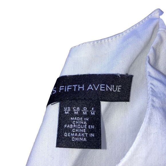 Saks Fifth Avenue Size Medium White Short Sleeve Cold Shoulder Tie Detail Blouse - Picture 4 of 4